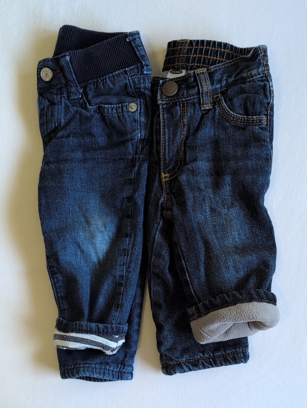 BABY GAP & OLD NAVY | 2 Pack Lined Winter Denim Jeans Jersey Fleece | 6-12M